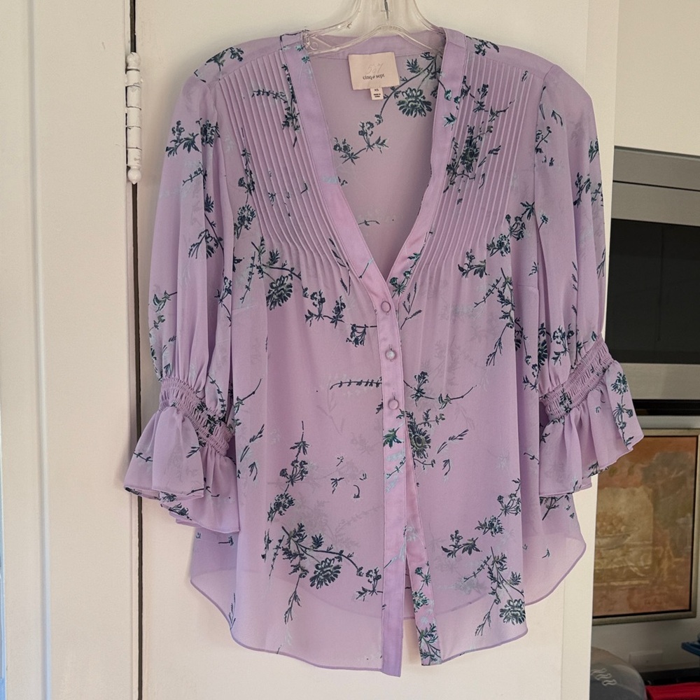 Cinq à Sept Lavender Floral Blouse